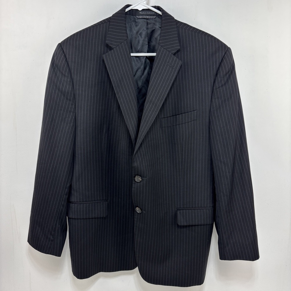 Ralph Lauren Mens Wool Black Pinstripe Blazer Suit Jacket Preppy Classic 42S EUC - Picture 1 of 12